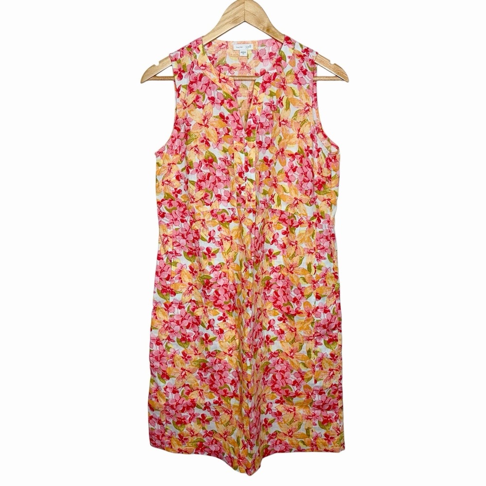 J Jill Love Linen Floral Short Dress Womens XS Colorful Sundress Resort Vacation